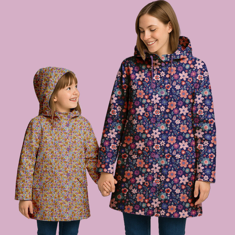 Printed Waterproof Fabric OSAYA Blue / Pink